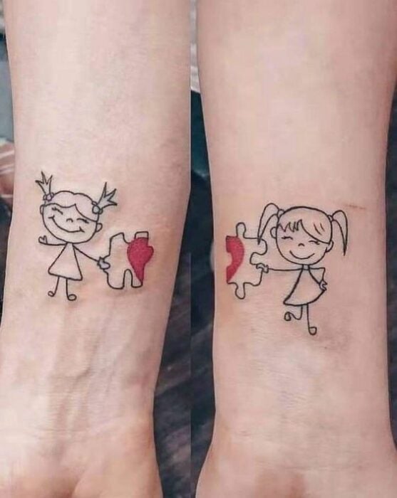 tattoo of friends with puzzle