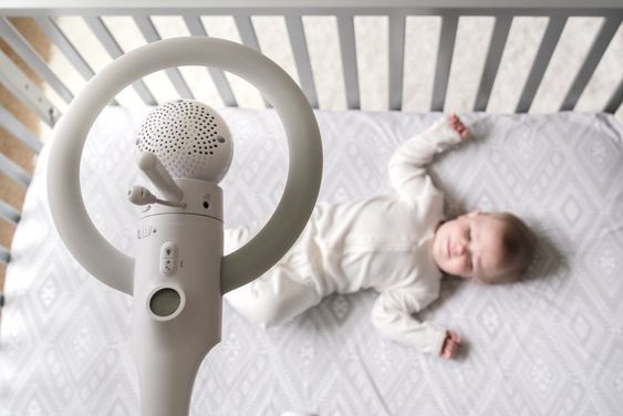 baby monitor in a crib 