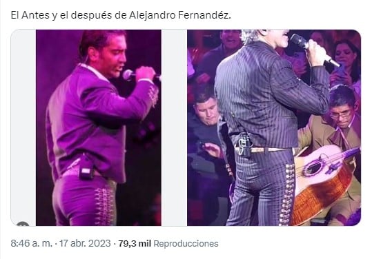meme del antes y después del trasero de Alejandro Fernández 