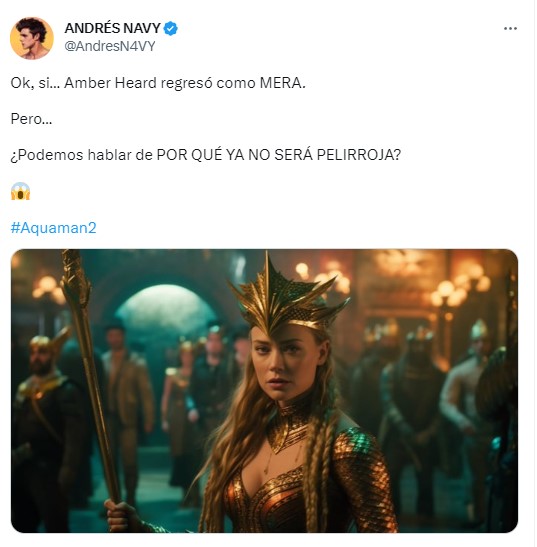 captura de pantalla de Twitter sobre que Amber Heard regresa a Aquaman 