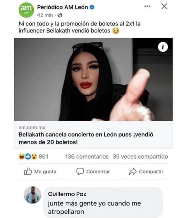 meme sobre la cancelación del concierto de Bellakath en Guanajuato 