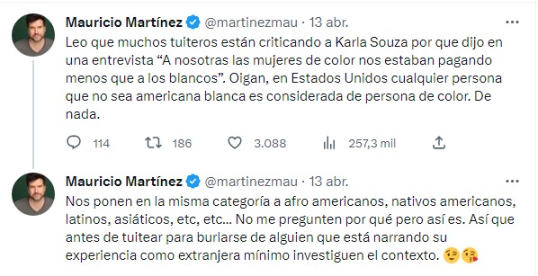 captura de Roberto Martinez defendiendo a Karla Souza