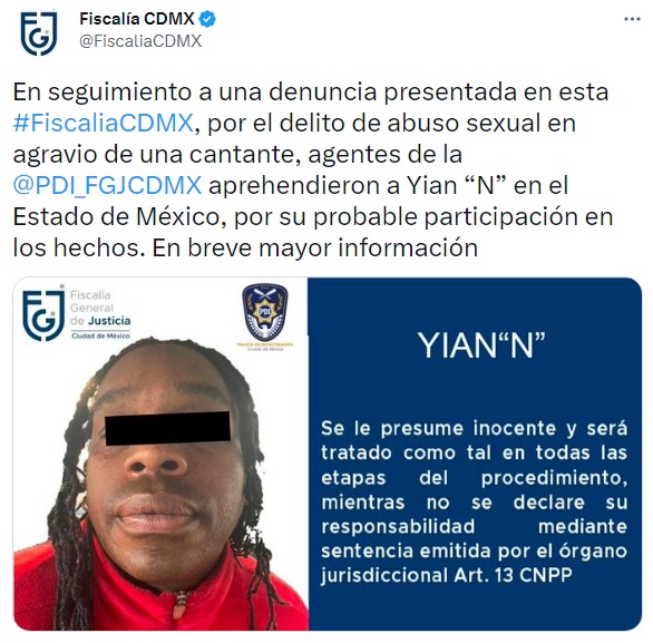 captura de la detención de Yian N