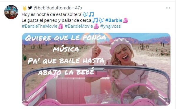 escena de barbie escuchando canción de regueton meme