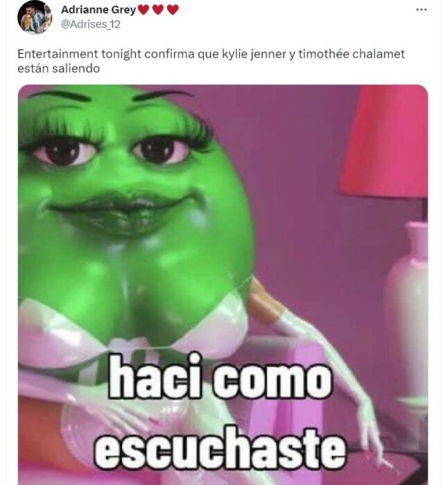 Meme sobre Kylie Jenner y Timothée Chalamet