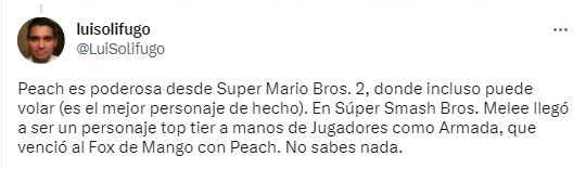 captura de pantalla de un tuit hablando sobre la princesa Peach en la película de Mario Bros 