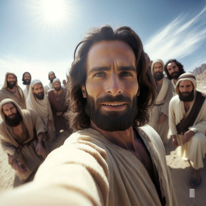 selfie segun IA de Jesus y sus apostoles 