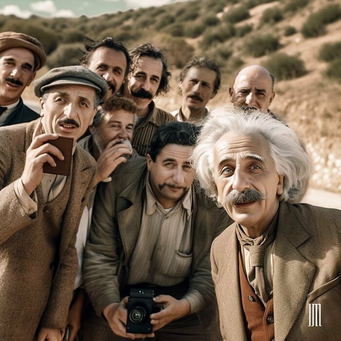 selfie segun la IA de Albert Einstein 