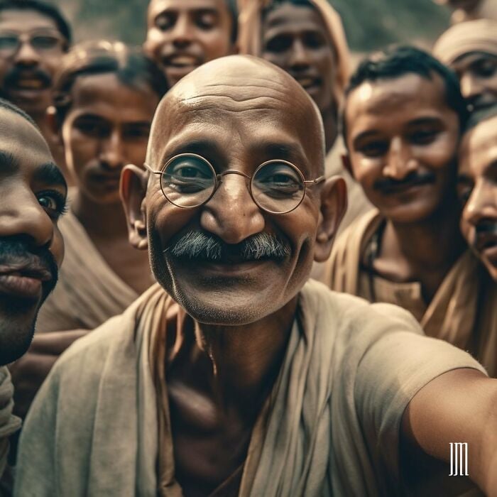 selfie segun la IA de Mahatma Ghandi 