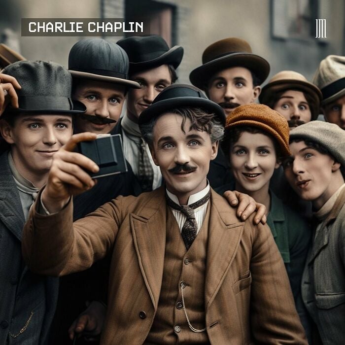 selife segun la IA de Charles Chaplin