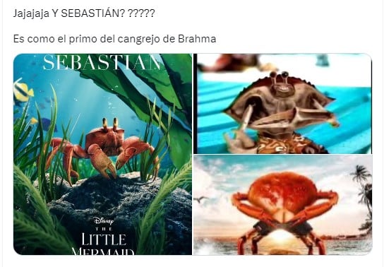 meme sobre el póster que muestra a Sebastián el cangrejo de la sirenita liveaction 