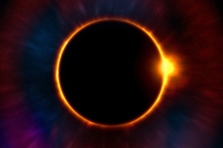 imagen de un eclipse solar total la luna cubre por completo la luz del sol