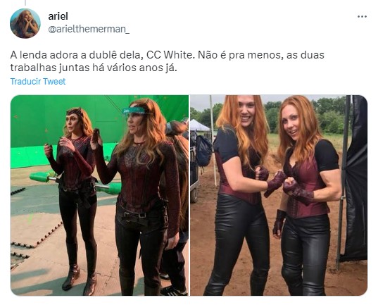 meme sobre una imagen de Elizabeth Olsen con su doble de las cintas de Marvel 