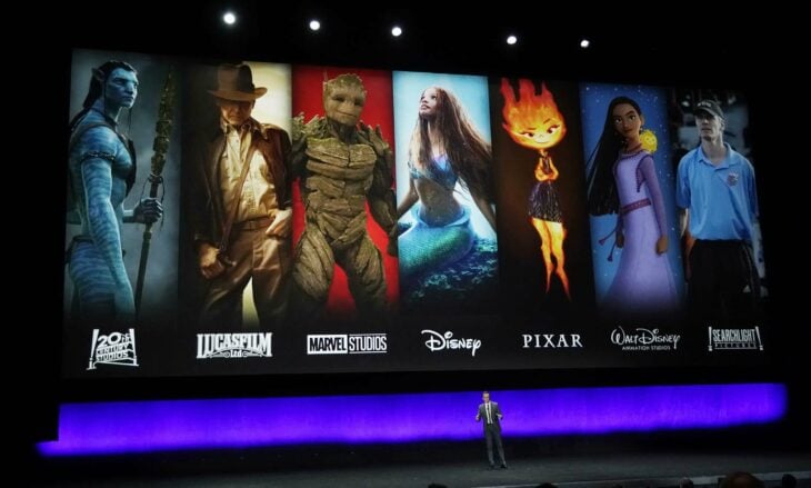 Imagen de una persona mostrando las nuevas películas durante el CinemaCon 2023