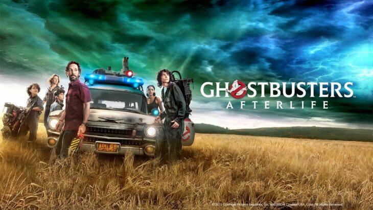 Póster que anuncia la cinta de la película Ghostbusters: Afterlife