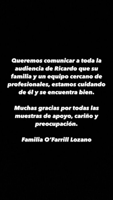 comunicado de familia de Ricardo O'Farril 