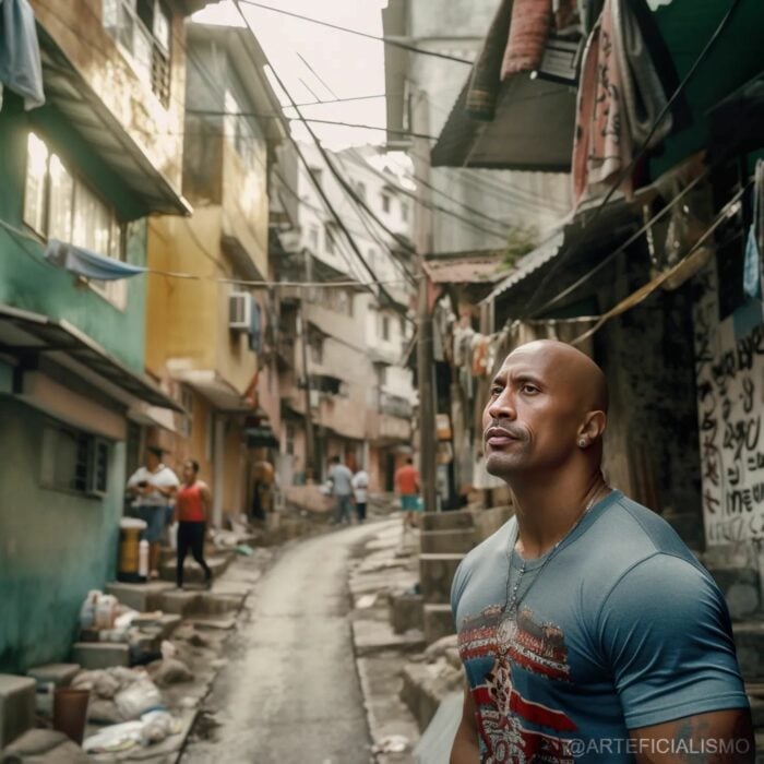 Imagen que muestra a Dwayne Johnson en calles marginadas de Cuba creada con Inteligencia Artificial