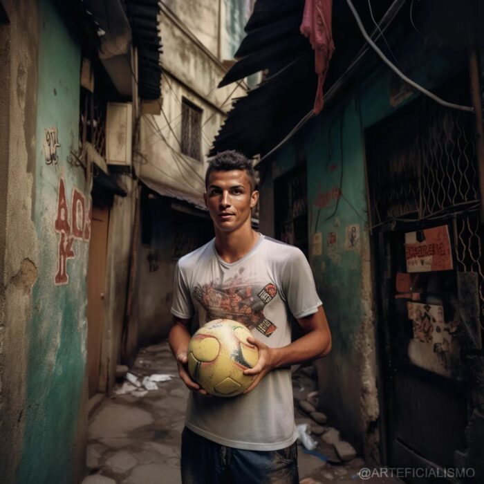 Imagen que muestra a Cristiano Ronaldo en calles marginadas de Cuba creada con Inteligencia Artificial