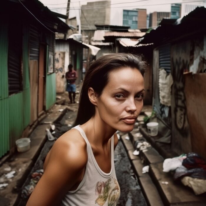 Imagen que muestra a Angelina Jolie en calles marginadas de Cuba creada con Inteligencia Artificial 