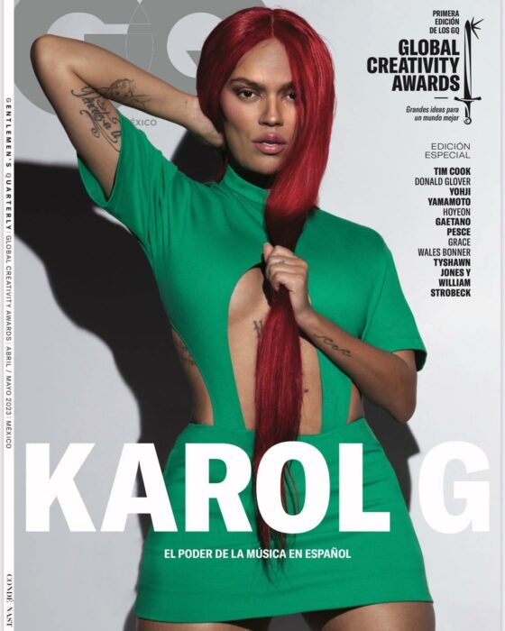 Imagen de la portada de la revista GQ en la que Karol G aparece irreconocible 