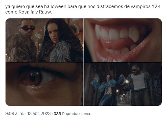capturas del video de Vampiros de la Rosalía en un meme en Twitter 