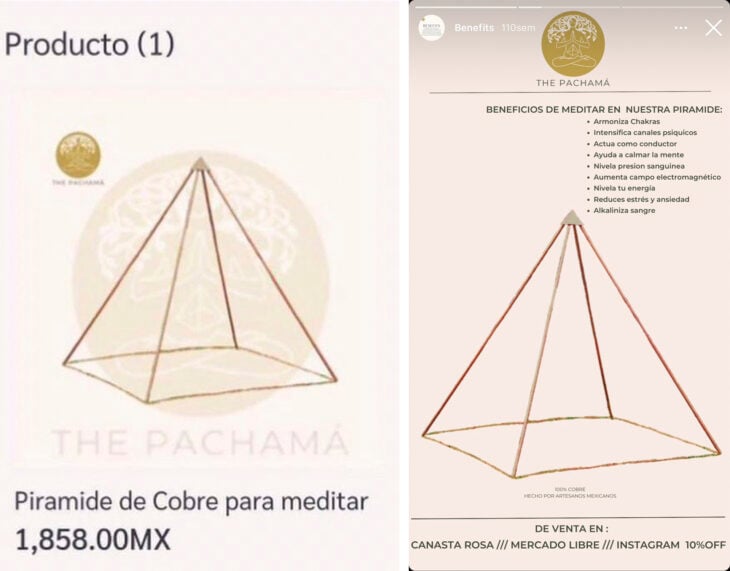 imagen ofertando una pirámide de cobre para meditar 