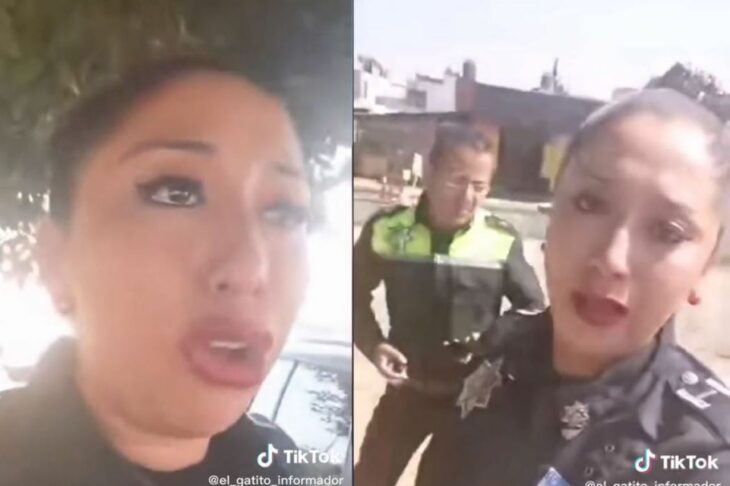 policía llorando porque la multaron 