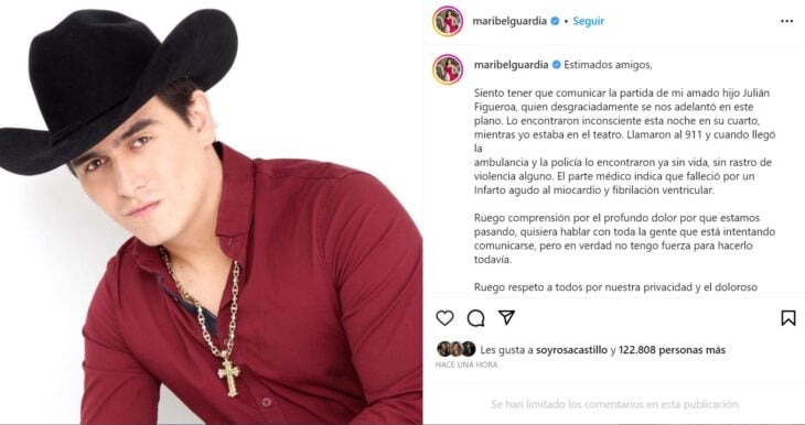 Cominicado instagram julian figuerona muerte 