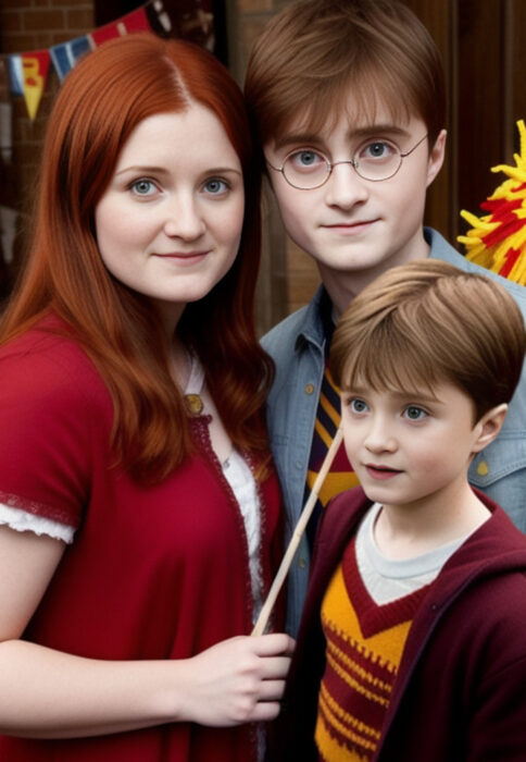 albus severus potter con sus padres segun la ia