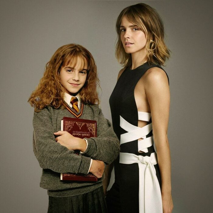 Emma Watson posando con su versión más joven