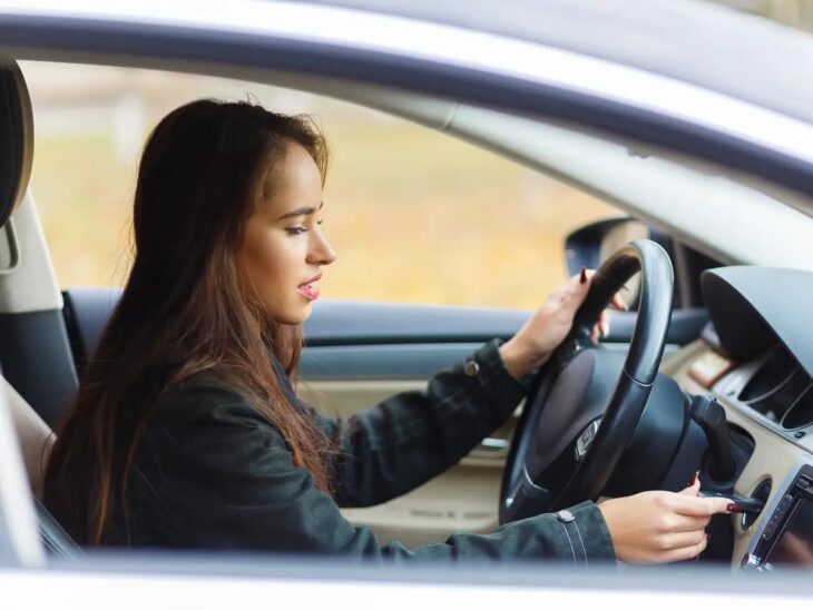 Mujer conduciendo su auto