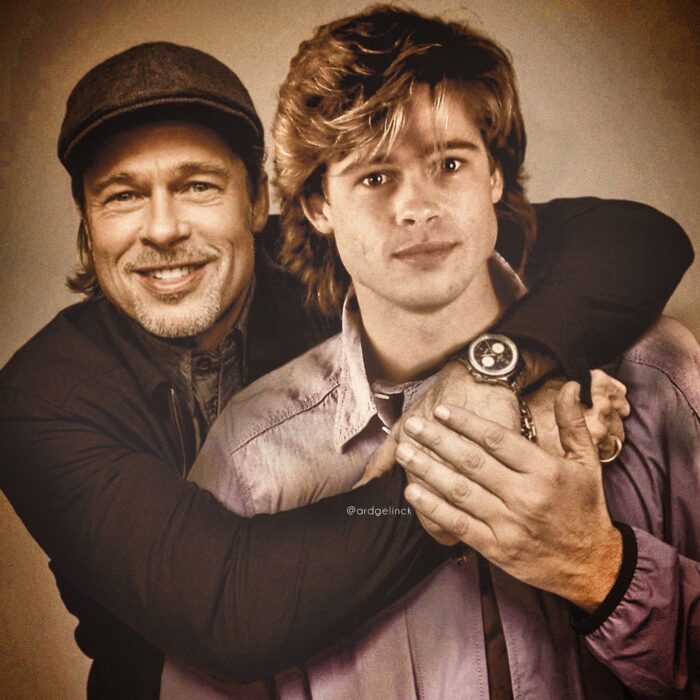 Brad Pitt posando con su versión más joven