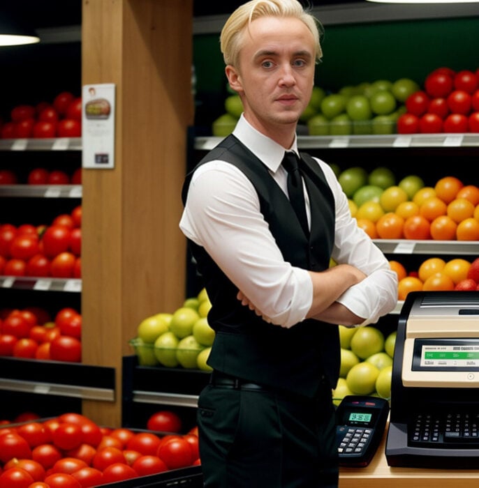 Draco Malfoy en supermercado segun ia