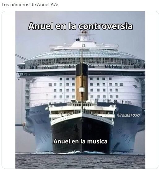 imagen de un barco de un meme con respecto a los números en la música de Anuel AA 