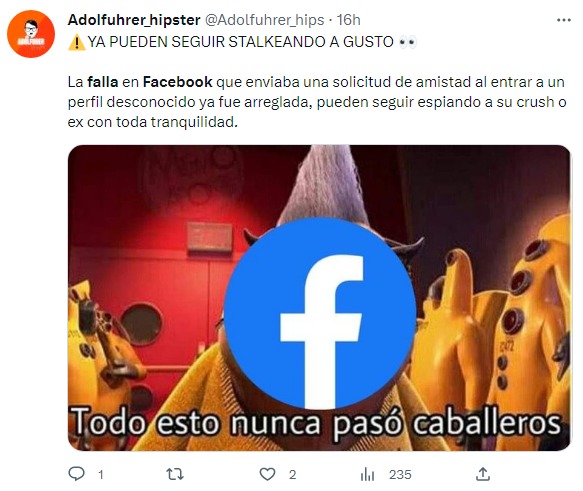 meme de arreglo de falla de facebook 