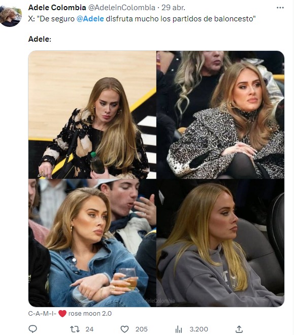 meme de adele viendo el basquetbol