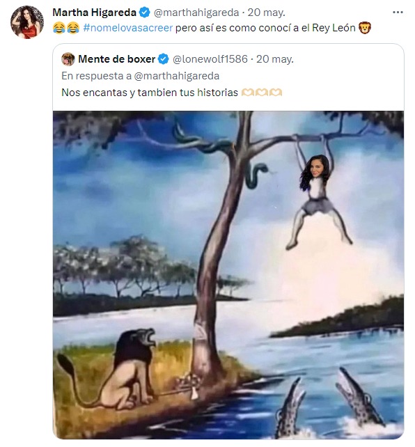Martha Higareda reacción a un meme de un mono 