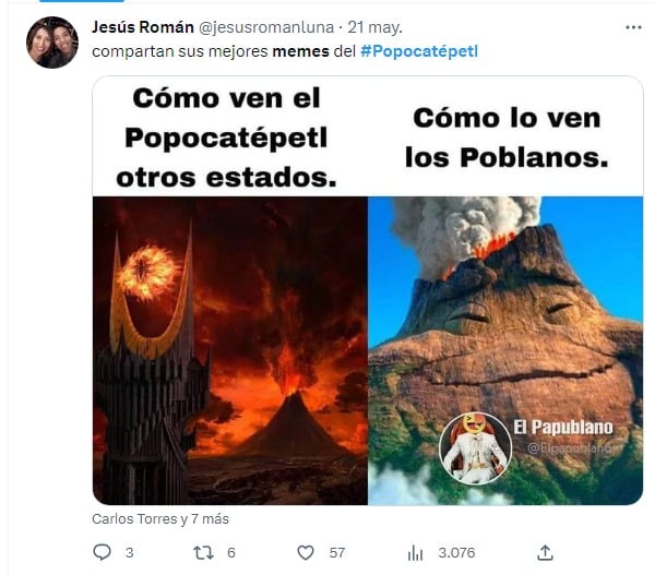 comparative meme of how we see the volcano 