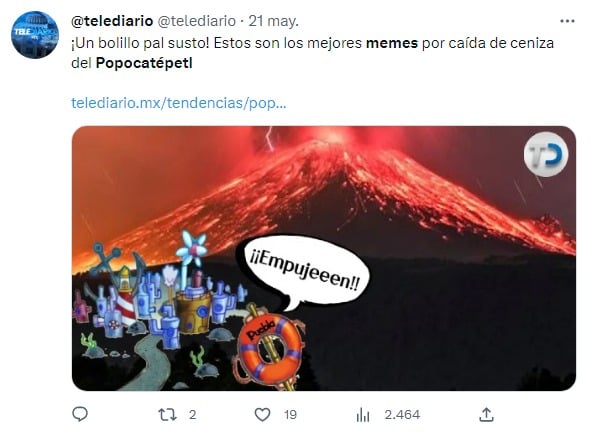 meme empujen por el volcán 