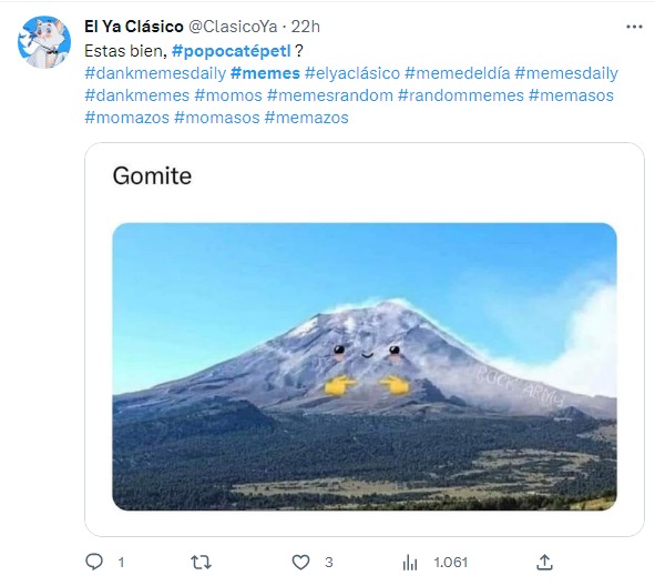 meme del volcán que vomitó