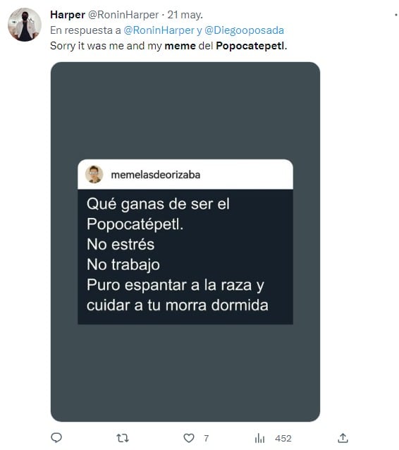 meme que ganas de ser el Popocatépetl 