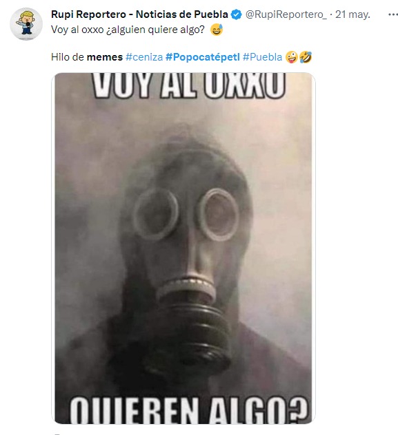 meme de persona que va al oxxo con ceniza volcánica 