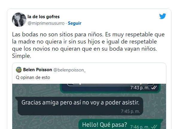 opinión de los usuarios sobre las bodas sin niños 