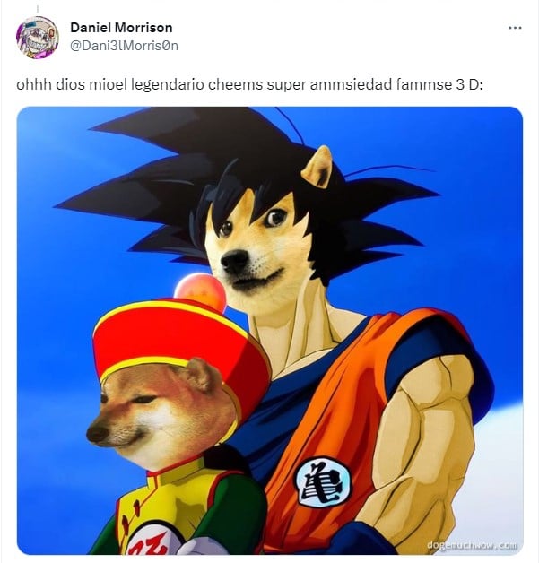 Captura de pantalla de un meme de Goku sobre el perrito Cheems 