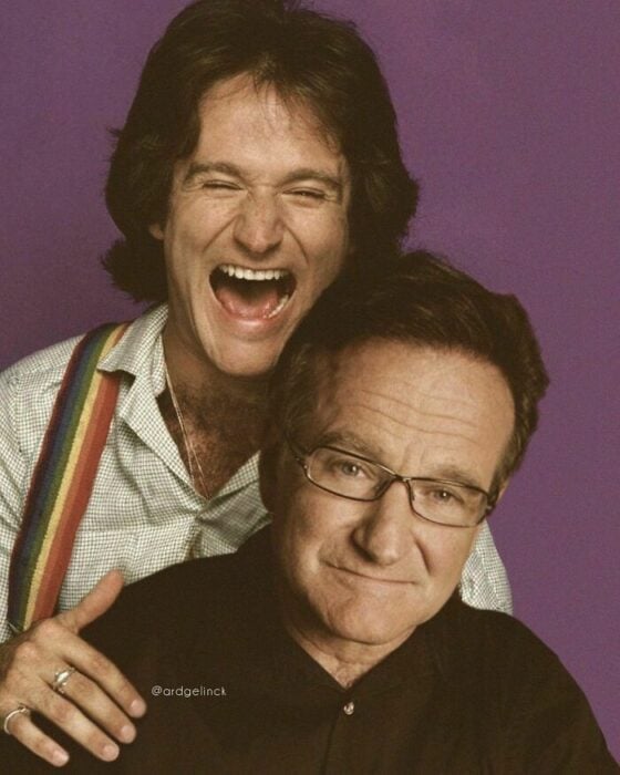 Robin Williams posando con su versión más joven