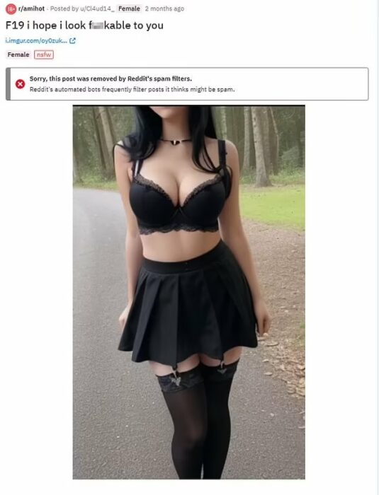 Captura de pantalla de una cuenta de Reddit de una mujer creada con inteligencia artificial 