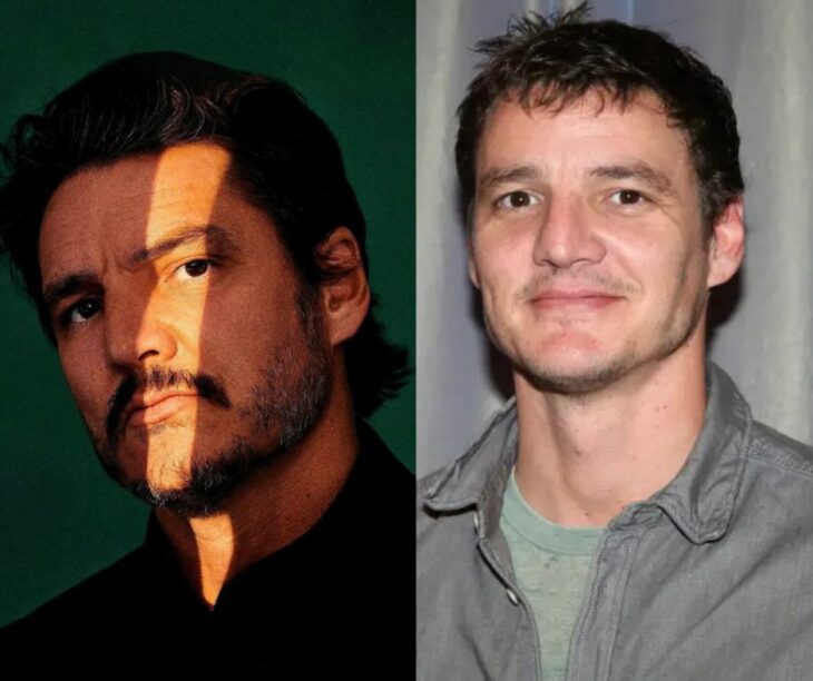 Pedro Pascal con y sin barba comparación