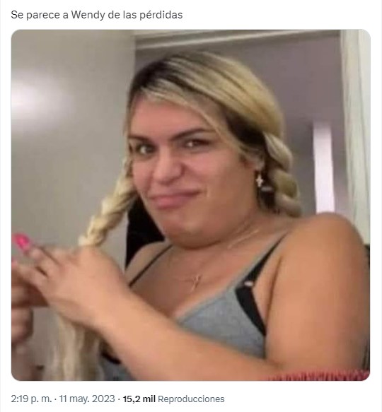 meme de Wendy Guevara de las perdidas haciéndose una trenza 