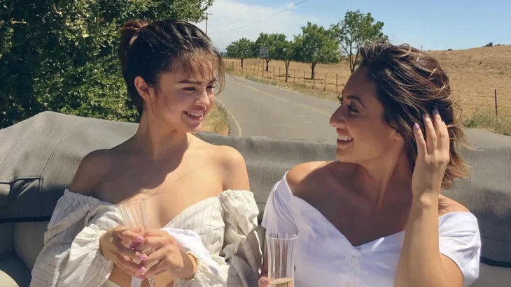 Selena Gomez and Francia Raisa ride through the countryside in a wagon