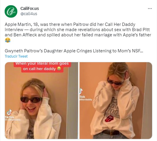 captura de pantalla de un meme sobre la hija de Gwyneth Paltrow